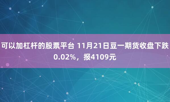 可以加杠杆的股票平台 11月21日豆一期货收盘下跌0.02%,报4109元